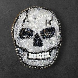 Murka Designer Hand beaded Skull Pin Brooch Large